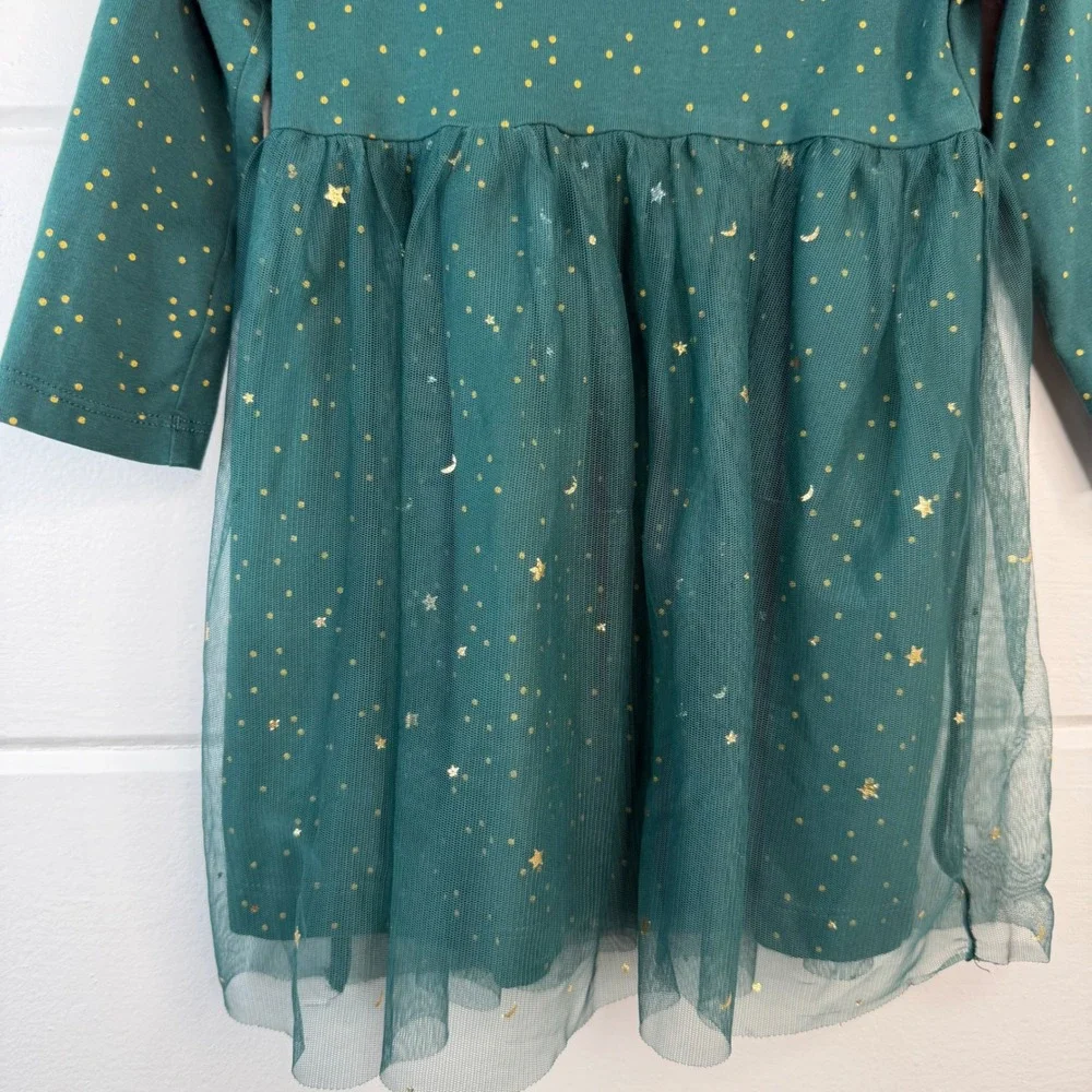 Hanna Andersson Baby Tulle Dress 85‎ 2T Green Gold Whimsy